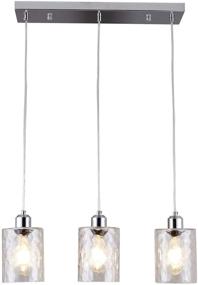 img 3 attached to 💡 3-Light Clear Hammered Glass Pendant Lights with Chrome Finish: Modern Island Lighting for Multi Kitchen Hanging