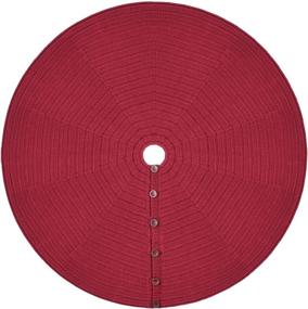 img 4 attached to 🎄 48-Inch Burgundy Knitted Christmas Tree Skirt with Oak Buttons - Starry Dynamo