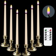 🕯️ dromance flameless flickering window candles - set of 6 ivory 11" with remote, timer & realistic 3d purple flame - battery operated decor candles for christmas & thanksgiving (gold holders) логотип