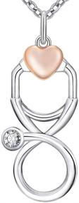 img 4 attached to 🩺 STROLLGIRL Sterling Silver Stethoscope Pendant Necklace - Cubic Zirconia Infinity Loop with Heart for Medical Professionals, Nurses, and Students