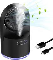 💨 compact table mist fan: toberto small desk fans - rechargeable usb, 3 speeds, refreshing spray, portable mini fan for camping, office, outdoor - black logo