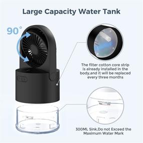 img 2 attached to 💨 Compact Table Mist Fan: toberto Small Desk Fans - Rechargeable USB, 3 Speeds, Refreshing Spray, Portable Mini Fan for Camping, Office, Outdoor - BLACK