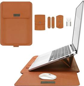 img 4 attached to 🔒 Waterproof PU Leather Laptop Sleeve Case with Adjustable Stand - 13-13.3 inch MacBook, HP, Dell, Lenovo, Asus Notebook (Brown)