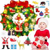 🎄 felt christmas wreath: outgeek diy 24 inch wreath with 20pcs crafts accessories, 5m string light, ideal xmas new year gifts for kids, home door wall decor, indoor/outdoor ornaments логотип