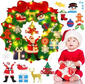 img 4 attached to 🎄 Felt Christmas Wreath: Outgeek DIY 24 Inch Wreath with 20PCS Crafts Accessories, 5M String Light, Ideal Xmas New Year Gifts for Kids, Home Door Wall Decor, Indoor/Outdoor Ornaments