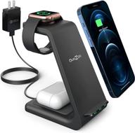 🔌 quezqa 3 in 1 fast wireless charger stand – qi charging station dock for airpods pro, apple watch se/6/5/4/3/2, iphone 12/11 pro max/xs/x/xr/8 – includes qc3.0 adapter logo