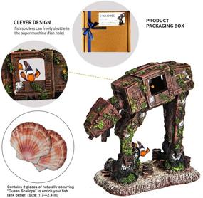 img 1 attached to 🐠 CREOMG Fish Tank Decorations: Multi Design Resin Aquarium Ornament, Creative Betta Fish Hide Cave for Home Décor, Robot Dog, Wood House, Castle, Hobbit, Tonneau, and More Options for Aquarium Decorations