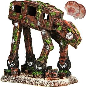 img 4 attached to 🐠 CREOMG Fish Tank Decorations: Multi Design Resin Aquarium Ornament, Creative Betta Fish Hide Cave for Home Décor, Robot Dog, Wood House, Castle, Hobbit, Tonneau, and More Options for Aquarium Decorations