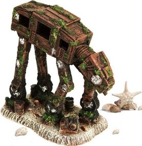 img 2 attached to 🐠 CREOMG Fish Tank Decorations: Multi Design Resin Aquarium Ornament, Creative Betta Fish Hide Cave for Home Décor, Robot Dog, Wood House, Castle, Hobbit, Tonneau, and More Options for Aquarium Decorations