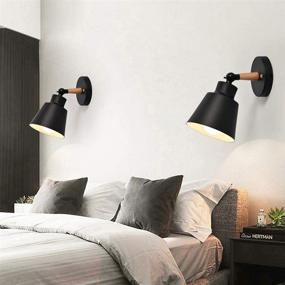 img 1 attached to 🔦 Nordic Wall Sconce Lamps Macaron Edison Copper lamp Holder Aisle Lights Corridor Lamp Bedside Reading Light E27 - Black