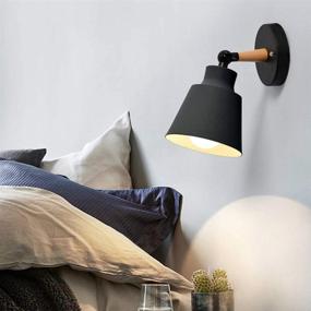 img 2 attached to 🔦 Nordic Wall Sconce Lamps Macaron Edison Copper lamp Holder Aisle Lights Corridor Lamp Bedside Reading Light E27 - Black