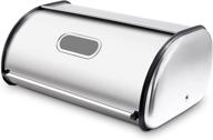 anlisnut stainless steel bread box, large roll up style bread storage container - extra thick & sturdy - kitchen countertop keeper (silver) logo