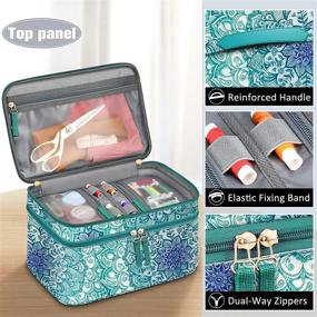 img 3 attached to Emerald Illusions FINPAC Sewing Accessories Storage and Organizer Case: Double-Layer Carrying Bag with Wrist Pin Cushion for Threads, Needles, Embroidery Floss Supplies, Felting Kits