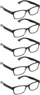 👓 versatile 5-pack: black reading glasses (1-3.5 magnification), non prescription readers for men & women - read optics logo