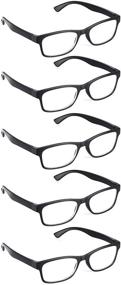 img 4 attached to 👓 Versatile 5-Pack: Black Reading Glasses (1-3.5 Magnification), Non Prescription Readers for Men & Women - Read Optics