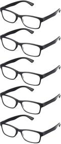 img 2 attached to 👓 Versatile 5-Pack: Black Reading Glasses (1-3.5 Magnification), Non Prescription Readers for Men & Women - Read Optics