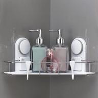 yifiny wall mounted shower caddy with suction cups, corner shower basket organizer with two hooks, no-drill & removable, for bathroom & kitchen, abs+stainless steel - white logo