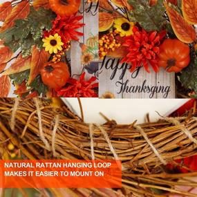 img 1 attached to 🍁 17 Inch MAGGIFT Fall Wreath with Artificial Maple Leaves, Sunflowers, and Pumpkins – Perfect for Autumn Harvest Wall Indoor Outdoor Decorations and Thanksgiving Front Door Display