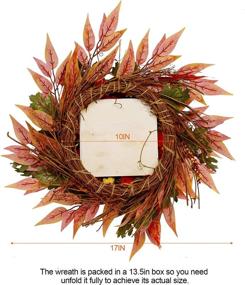 img 2 attached to 🍁 17 Inch MAGGIFT Fall Wreath with Artificial Maple Leaves, Sunflowers, and Pumpkins – Perfect for Autumn Harvest Wall Indoor Outdoor Decorations and Thanksgiving Front Door Display