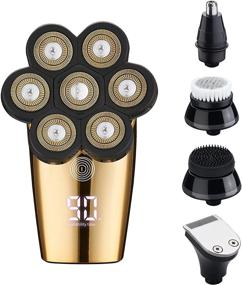 img 4 attached to 🧔 Ultimate 5-in-1 Grooming Kit for Bald Men: Upgraded Head Shavers with 7 Floating Head, Inductive Touch Switch, Waterproof & Cordless Razor - Rechargeable and Effective!