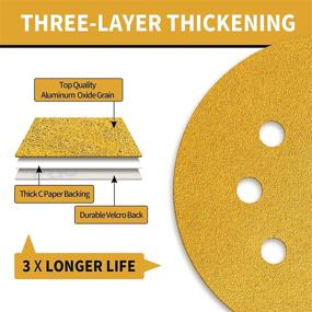 img 2 attached to 🔪 Keeimp 100 Pcs 5-Inch 8-Hole Hook and Loop Sanding Discs, Assorted Grits (60/80/120/220/320) Gold Sandpaper for Woodworking, Automotive, or Random Orbital Sander