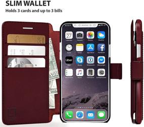 img 3 attached to LUPA iPhone 11 Pro Max Wallet Case - Stylish Slim Flip Case with Credit Card Holder - Burgundy - 6.5 inch Display Screen