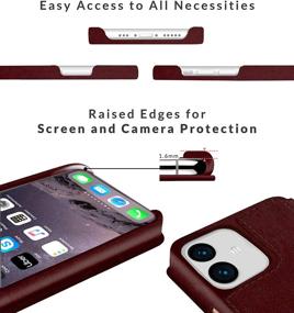 img 2 attached to LUPA iPhone 11 Pro Max Wallet Case - Stylish Slim Flip Case with Credit Card Holder - Burgundy - 6.5 inch Display Screen