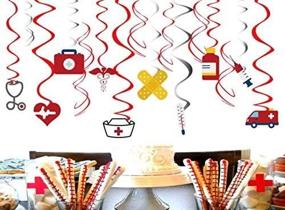 img 2 attached to YuBoBo 20PCS Nurse Party Hanging Swirls: Vibrant Red 🎓 and Silver Graduation Decorations for Spiraling Ceiling Ornaments & Hanging Decorations