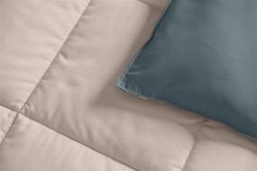 img 2 attached to 🛏️ Royal Hotel Soft and Plush Reversible Down Alternative Comforter - Hypoallergenic Oversized Queen Duvet Insert - Taupe and Navy-Blue