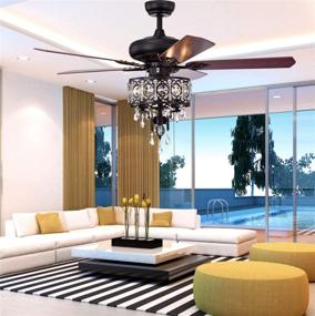 img 2 attached to 🤫 Quiet Ceiling Fan with Crystal Light, Reversible Blades, 52-Inch Indoor Chandelier-Style Fan for Home Decor