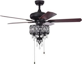 img 4 attached to 🤫 Quiet Ceiling Fan with Crystal Light, Reversible Blades, 52-Inch Indoor Chandelier-Style Fan for Home Decor