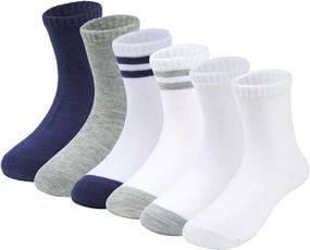 img 2 attached to Cooraby 12 Pairs Classic Non-Skid Crew Socks for Unisex Toddlers in Assorted Colors