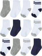 cooraby 12 pairs classic non-skid crew socks for unisex toddlers in assorted colors logo