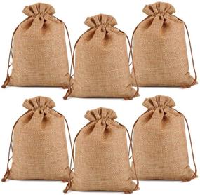 img 4 attached to Lucky Monet 25/50/100PCS Burlap Gift Bags - Hessian Jute Bags for Wedding, Birthday & Party Favors, Presents, Art and Crafts - Linen Jewelry Pouches with Drawstring (25Pcs, Coffee, 5” x 7”)