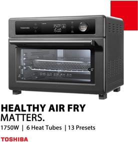 img 3 attached to Toshiba 13-in-1 Digital Convection Air Fryer Toaster Oven, Charcoal Grey, 25L, 1750W, 6 Slice (TL2-AC25GZA (GR)) - Ideal for Pizza, Chicken, Cookies