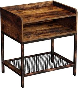 img 3 attached to Rustic Brown Rolanstar Nightstand: 2-Tier End Table with Storage Shelf for Living Room or Bedroom