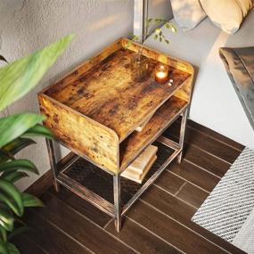 img 2 attached to Rustic Brown Rolanstar Nightstand: 2-Tier End Table with Storage Shelf for Living Room or Bedroom