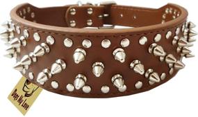 img 4 attached to 🐶 High-Quality 17"-20" Brown Faux Leather Spiked Studded Dog Collar - Perfect for Pit Bulls and Boxers!