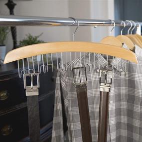 img 1 attached to Organize Your Men's Belts in Style with Richards Homewares Wooden Belt Hanger - Natural Finish and Chrome Accents - Closet Rack with Hooks, 95532