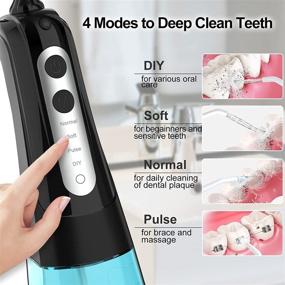 img 2 attached to Cordless Water Flosser and Teeth Cleaner - Portable Oral Irrigator with 4 Modes, IPX7 Waterproof, Rechargeable, Ideal for Braces, Home, and Travel - Includes 4 Replacement Tips