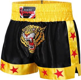 img 3 attached to 🐯 Stylish Muay Thai Shorts: Black Gold Satin with Tiger Embroidery - Perfect for Kickboxing Training