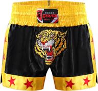 🐯 stylish muay thai shorts: black gold satin with tiger embroidery - perfect for kickboxing training логотип