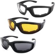 🏍️ highly protective 3 pair motorcycle riding glasses - uv protection, dustproof, windproof sunglasses with clear, smoke, and yellow lens for ultimate outdoor sports activities logo