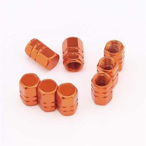 img 1 attached to 🔩 AIEX 8 Packs Orange Aluminum Valve Stem Caps with Gasket - Universal Hexagon Replacement for Cars, SUV, Bikes, Motorcycles - Heavy-Duty, Airproof Seal - Screw-On, Easy-Grip