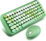 🌈 onlywe wireless keyboard mouse set - mini 2.4g wireless round punk cute candy colors - ideal for home office use - compatible with notebook, desktop, mac, win xp/7/8/10 - green keyboard mouse logo