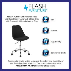 img 1 attached to 💺 Optimize your Office Ergonomics with Flash Furniture's Aurora Series Mid-Back Black Fabric Task Chair, featuring Pneumatic Lift and Chrome Base