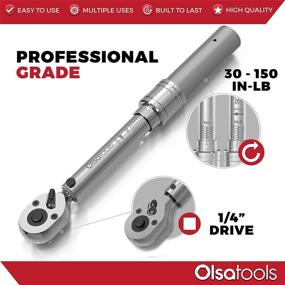 img 2 attached to 🔧 Olsa Tools Click Torque Wrench - 1/4-Inch Drive (30-150 in-lb Torque Range), Premium Precision Ratchet Adjustable Torque Wrench - Professional Grade