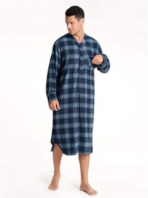 img 1 attached to 🛌 Comfortable SIORO Flannel Nightshirt: Soft Cotton Men's Nightwear for Sleep & Lounge