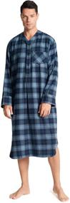 img 4 attached to 🛌 Comfortable SIORO Flannel Nightshirt: Soft Cotton Men's Nightwear for Sleep & Lounge