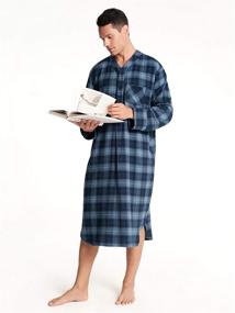 img 3 attached to 🛌 Comfortable SIORO Flannel Nightshirt: Soft Cotton Men's Nightwear for Sleep & Lounge